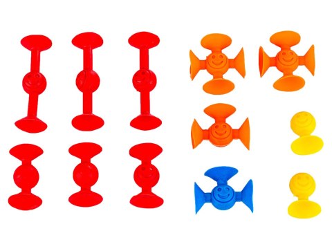 Klocki Konstrukcyjne, Kolorowe Przyssawki, Wesołe Buźki 12 Sztuk