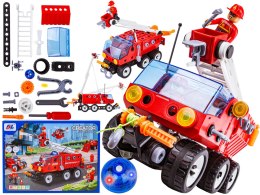Klocki Konstrukcyjne STRAŻ POŻARNA 159 El. Pojazdy Ratunkowe, Ciężarówka, Helikopter, Auto Do Rozkręcania I Skręcania 7w1