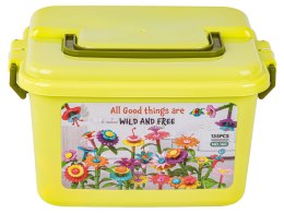 Klocki konstrukcyjne w kuferku, Ogród Kwiatki, Zestaw Do Zbudowania Kwiatowej Kompozycji 135 El.