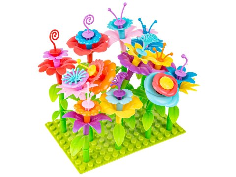 Klocki konstrukcyjne w kuferku, Ogród Kwiatki, Zestaw Do Zbudowania Kwiatowej Kompozycji 135 El.