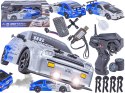 DUŻY Samochód Do Driftu Auto RC Drift 1:16 2,4 GHz PARA DYM Srebrna Toyota 4WD LED