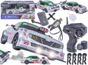 DUŻY Samochód Do Driftu Auto RC Drift 1:16 2,4 GHz PARA DYM Srebrny Dodge 4WD LED