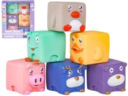 Duże Klocki Sensoryczne Zwierzęta 6 sztuk Miękkie Edukacyjny zestaw klocków dla malucha