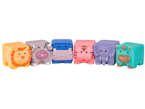 Edukacyjny zestaw klocków dla malucha, Miękkie, Duże Klocki Sensoryczne Zwierzęta 6 sztuk