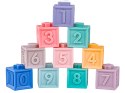 Klocki Sensoryczne dla malucha, Miękkie Klocki, Cyferki, Figury geometryczne, Kształty, Wieża 23 sztuki