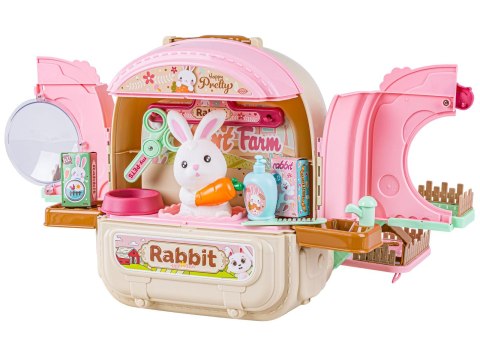 Królik w Plecaku Zabawka 3w1 Mini Farma Ogródek Plecak Domek Dla Lalek