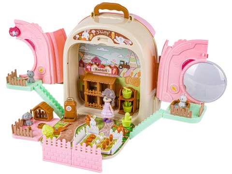 Królik w Plecaku Zabawka 3w1 Mini Farma Ogródek Plecak Domek Dla Lalek