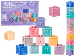 Miękkie Klocki Sensoryczne, Cyferki, Figury geometryczne, Kształty 12 sztuk, Edukacyjny zestaw klocków dla malucha