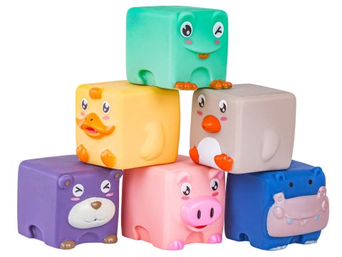 Miękkie Klocki Sensoryczne Zwierzęta 12 sztuk, Edukacyjny zestaw klocków dla malucha