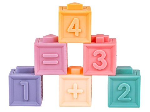 Miękkie Klocki Sensoryczne Zwierzęta, Figury geometryczne, Cyfry 12 sztuk, Edukacyjny zestaw klocków dla malucha