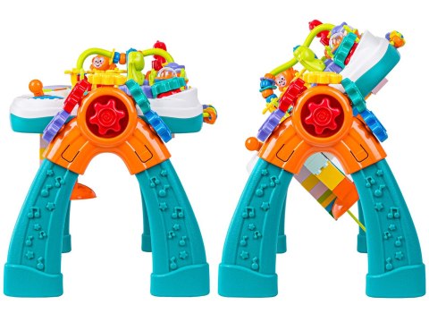 Multifunkcyjny Edukacyjny Stolik 2w1 Pianinko Ciuchcia Mikrofon Klocki Bluetooth Akumulator