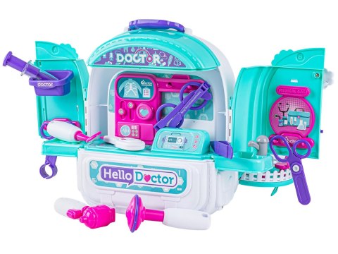 Zestaw Lekarski w Plecaku 3w1 Mały Doktor Walizka Plecak Domek Dla Lalek