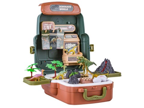 Duży Zestaw Dinozaurów W Plecaku Figurki W Walizce DINOZAURY Wulkan Akcesoria 30 El.
