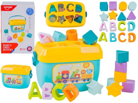 Edukacyjny Sorter Z Klockami Układanka Wiaderko Literki Klocki