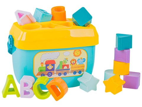 Edukacyjny Sorter Z Klockami Układanka Wiaderko Literki Klocki