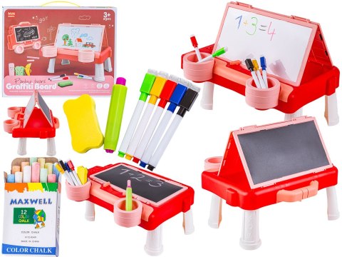 Wielofunkcyjna Dwustronna Tablica 2w1 Do Rysowania Malowania Zmazywalna Kredowa Stolik Różowa