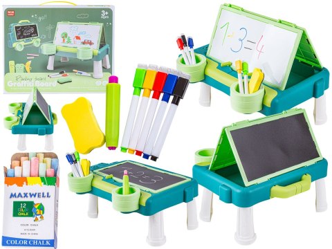 Wielofunkcyjna Dwustronna Tablica 2w1 Do Rysowania Malowania Zmazywalna Kredowa Stolik ZIELONA