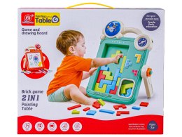 Wielofunkcyjna Dwustronna Tablica 2w1 Zmazywalna Klocki Układanka Edukacyjna NIEBIESKA