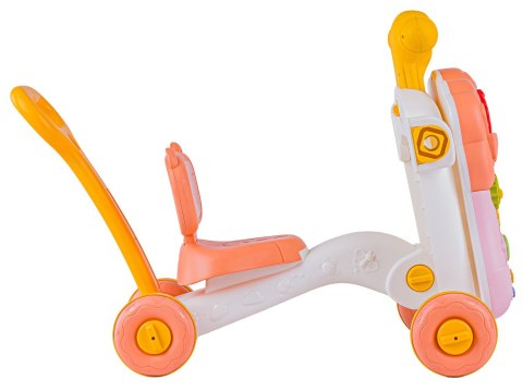 Wielofunkcyjny Interaktywny Jeździk Pchacz Chodzik Edukacyjny Stolik Grający 4w1 Różowy