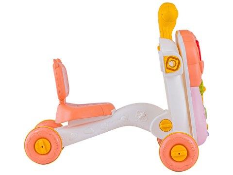 Wielofunkcyjny Interaktywny Jeździk Pchacz Chodzik Edukacyjny Stolik Grający 4w1 Różowy