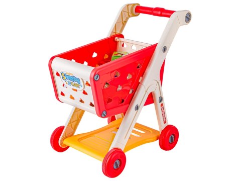 Wózek Na Zakupy CZERWONY Koszyk Sklepowy + Akcesoria Owoce Warzywa Supermarket