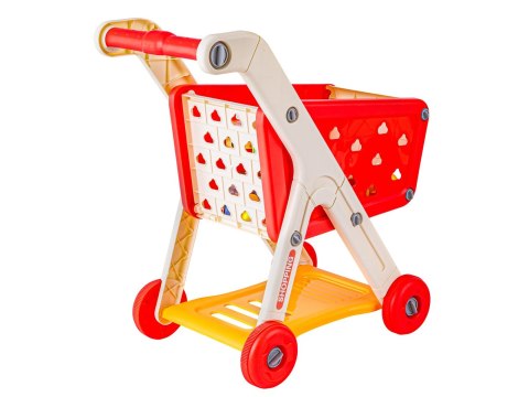Wózek Na Zakupy CZERWONY Koszyk Sklepowy + Akcesoria Owoce Warzywa Supermarket