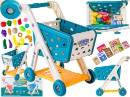 Wózek Na Zakupy NIEBIESKI Koszyk Sklepowy + Akcesoria Owoce Warzywa Supermarket