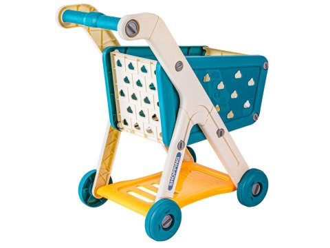 Wózek Na Zakupy NIEBIESKI Koszyk Sklepowy + Akcesoria Owoce Warzywa Supermarket