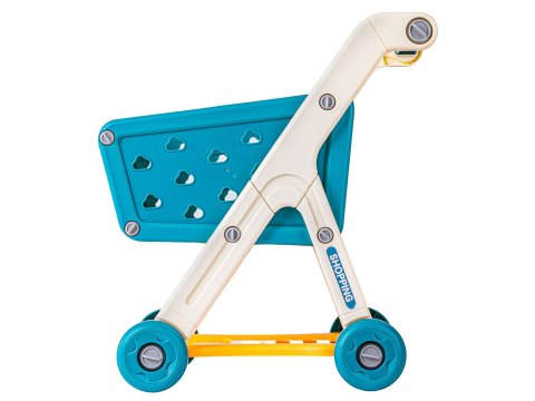 Wózek Na Zakupy NIEBIESKI Koszyk Sklepowy + Akcesoria Owoce Warzywa Supermarket