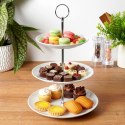 Patera Porcelanowa 3-piętrowa Biała na Ciasta Owoce Desery VILDE