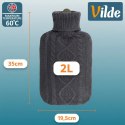 Termofor Gumowy 2 L w Pokrowcu Sweterkowym Szary Wzór Zimowy Ciepły Okład