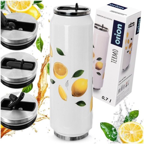 Kubek Termiczny Puszka Cytryny Bidon Stalowy na Kawę Herbatę ORION 700 ml