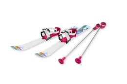 Narty Zjazdowe Dziecięce dla Dzieci Biało-Różowe Plastikowe KUBISPORT 70cm