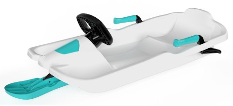 Sanki z Kierownicą Sterowane Nartą Bobslej Plastikowe Białe KUBISPORT 93 cm
