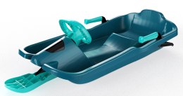 Sanki z Kierownicą Sterowane Nartą Bobslej Plastikowe Zielone KUBISPORT 93 cm