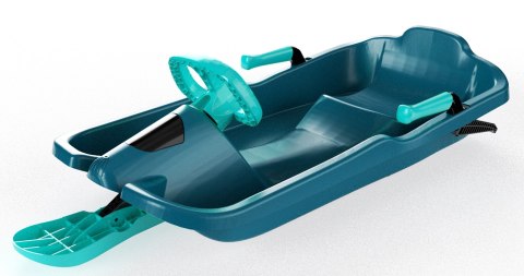 Sanki z Kierownicą Sterowane Nartą Bobslej Plastikowe Zielone KUBISPORT 93 cm